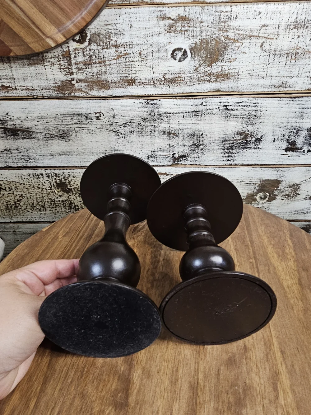 Classic Brown Candle Holder Pair
